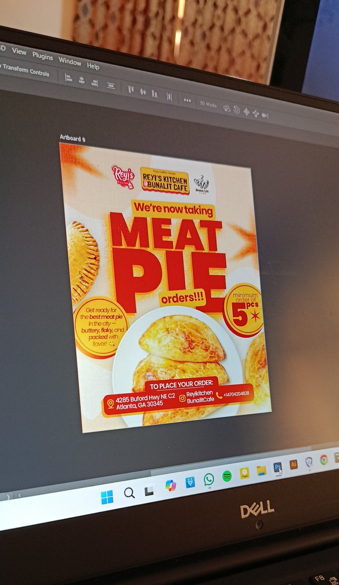 Drealmii's tweet photo. Design a social media flyer for a food brand for meat pie  orders.
Hit or miss? https://t.co/LswzluXPWJ