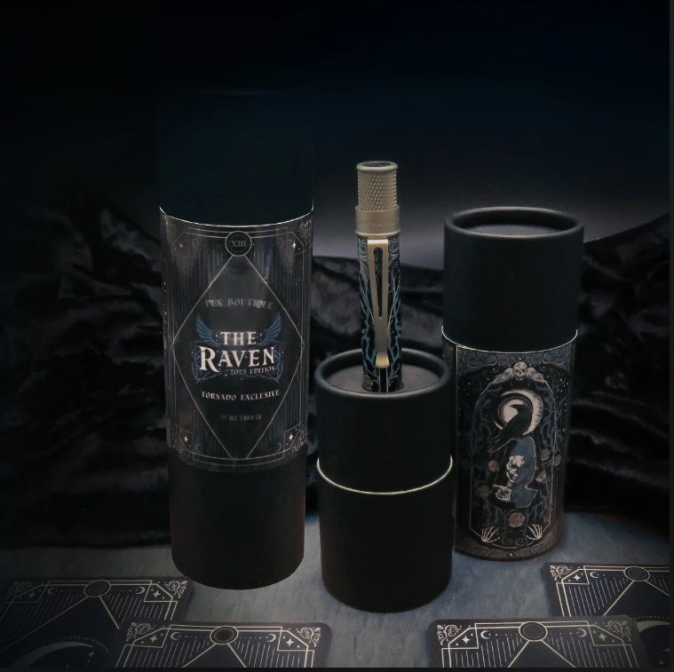Retro 51 x Pen Boutique Tornado Rollerball Pen - Raven 4 (Limited Edition 2025)

The acid-etched barrel unveils a striking scene — the raven perched upon Pallas, the Greek goddess of wisdom 

Grab yours now...
Tap to Shop or Visit us at: tinyurl.com/4c7wmf8y