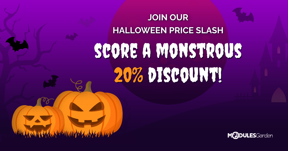 ModulesGarden's tweet image. Are you a monthly mind? An annual planner? Or maybe an Open Source believer?

There are different approaches, but one goal - making your #WHMCS business work better. We just figured #Halloween is a good time to celebrate that!🎃

Claim your 20% OFF: blog.modulesgarden.com/halloween-sale…