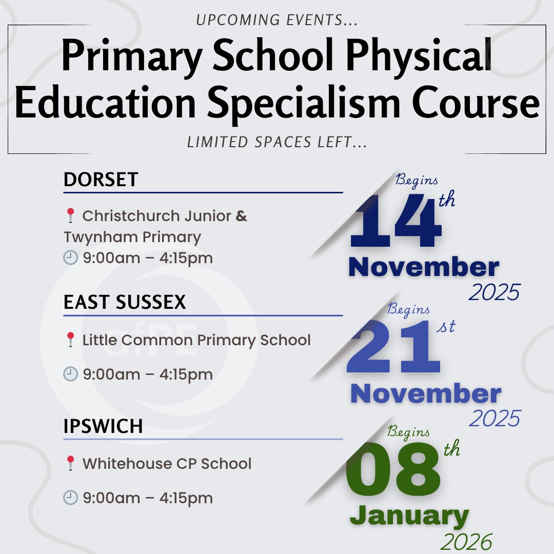🌟The Primary PE Specialism Course is live with three opportunities to join!

This course is designed to build confidence, deepen subject knowledge, and equip teachers with practical understanding to inspire every pupil through physical education. Develop your expertise in