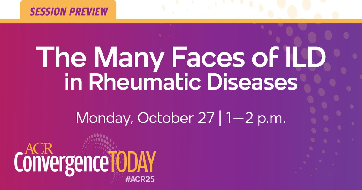 ACRheum's tweet image. Investigators will share an update on ILD in autoimmune rheumatic diseases during an #ACR25 session.

🔗 Read more in ACR Convergence Today → acr.tw/4hy0biv