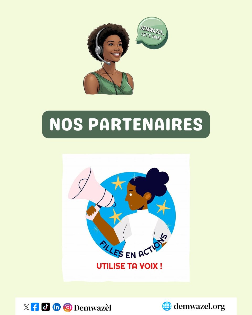 demwazelhaiti's tweet photo. Un immense merci à nos partenaires pour leur soutien, leur présence et leurs relais 💜
Ensemble, aidons les filles et les jeunes femmes à briser les stéréotypes et à oser les métiers non traditionnels ✊🏽
#Demwazèl #LetsTalk #Osons https://t.co/owSLBmdq0r