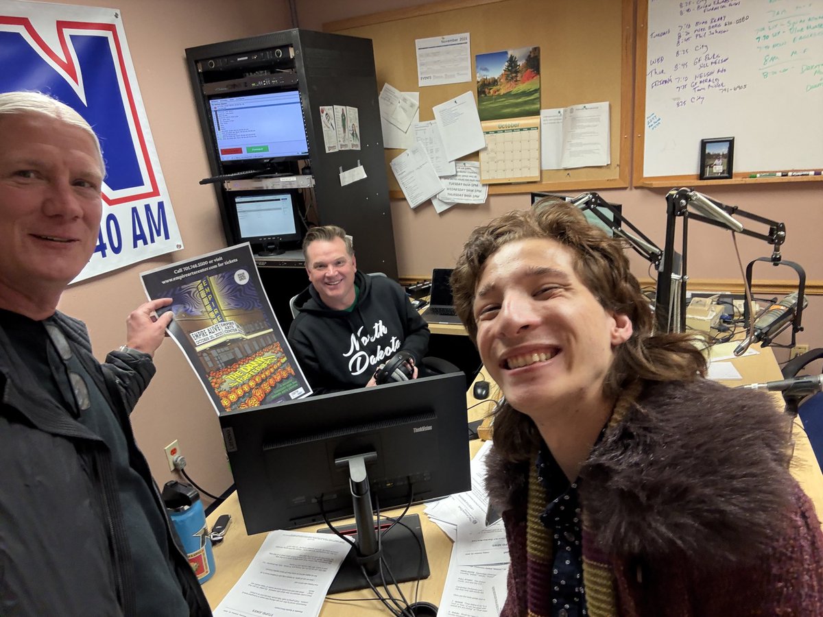 Brian &amp; Roberto making the Radio Rounds this AM to promote the Empire Alive 2025! KFAN, KNOX, I❤️Radio, KJ108, The FOX! Empire Alive is this Thurs, Oct 30th from 6-10pm. Featuring @dankbandnd &amp; <a href="/TheForefeathers/">The Forefeathers</a> at the Empire in downtown Grand Forks! More: empireartscenter.com/calendar/2025/…