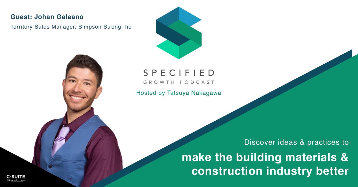 S2. Ep. 194 – Finding What Works In Sales (With Johan Galeano)

WATCH THE VIDEO: youtu.be/_ylh6BYhdv4 
LISTEN TO THE AUDIO: megaphone.link/CSN4300469647 

Johan Galeano is a Territory Sales Manager at Simpson Strong-Tie.

Don’t miss this episode of Specified Growth Podcast!