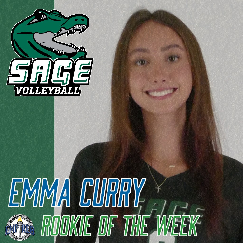 #RussellSageCollege Women's Volleyball libero Emma Curry (Goodyear, AZ/Estrella Foothills) was chosen the Empire 8 Conference Rookie of the Week for the period ending Sunday, October 26.

Read More: sagegators.com/x/0j63p

#SageNation / #SageGators
🐊🏐
