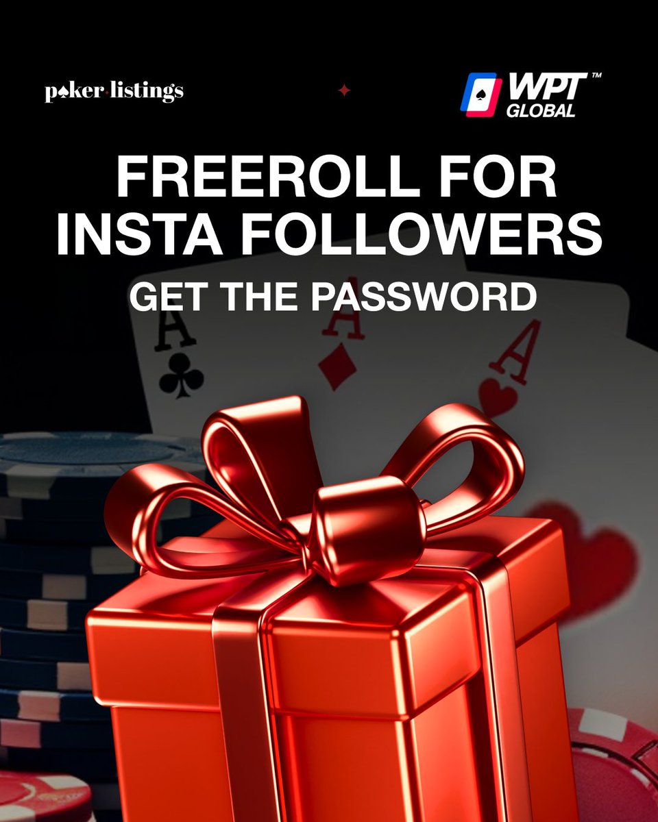 <a href="/PokerListings/">PokerListings</a> Instagram gives you direct access to the WPT Freeroll password! 🃏

How to join:
 1️⃣ Follow <a href="/PokerListings/">PokerListings</a> on Instagram instagram.com/pokerlistings/

 2️⃣ DM us lowercase word password
 3️⃣ Get the freeroll password instantly 💪
📅 Oct 28 | 🕕 18:00 (UK) | 💰 $50 GTD | 🎰