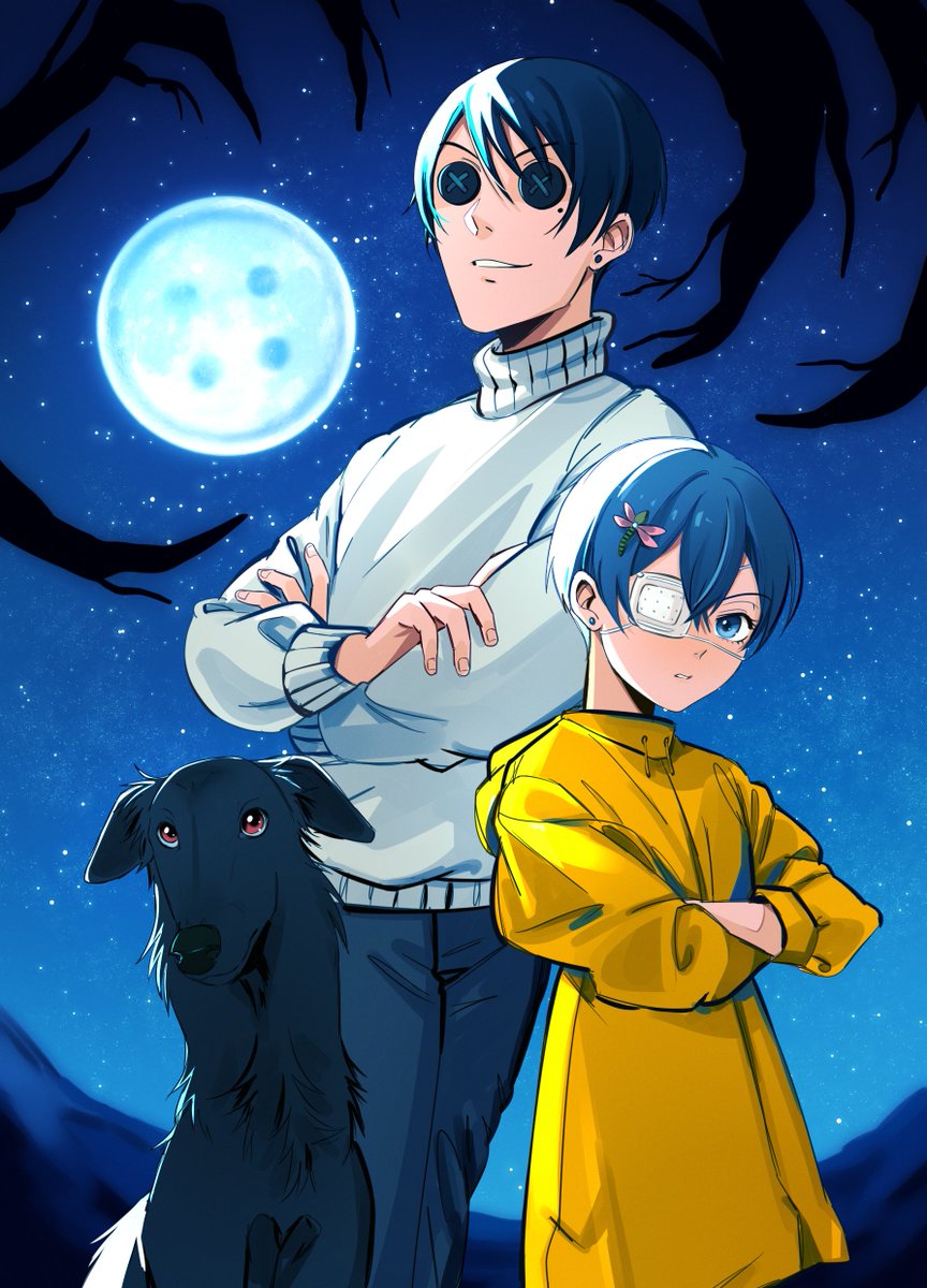 milkoosagi's tweet image. ciel and his other dad (coraline crossover 🪡🎃)