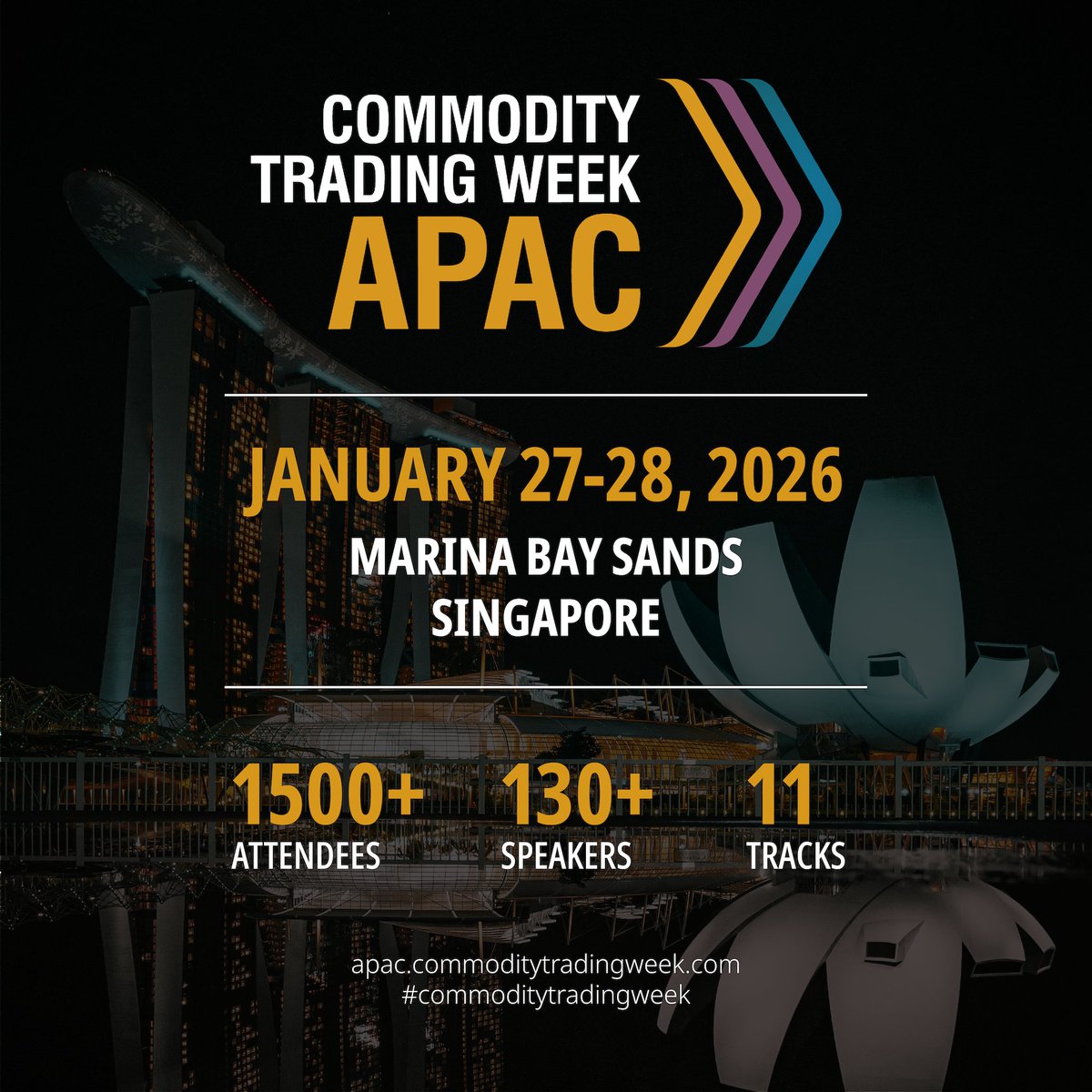 Heading to Singapore in 2026?

Here’s why Commodity Trading Week APAC 👇

🤝AI matchmaking that connects you with the right people

💡Expert sessions shaping the future of energy and trade, in Singapore, APAC’s trading hub

🎟️ apac.commoditytradingweek.com/tickets

#CommodityTradingWeekAPAC
