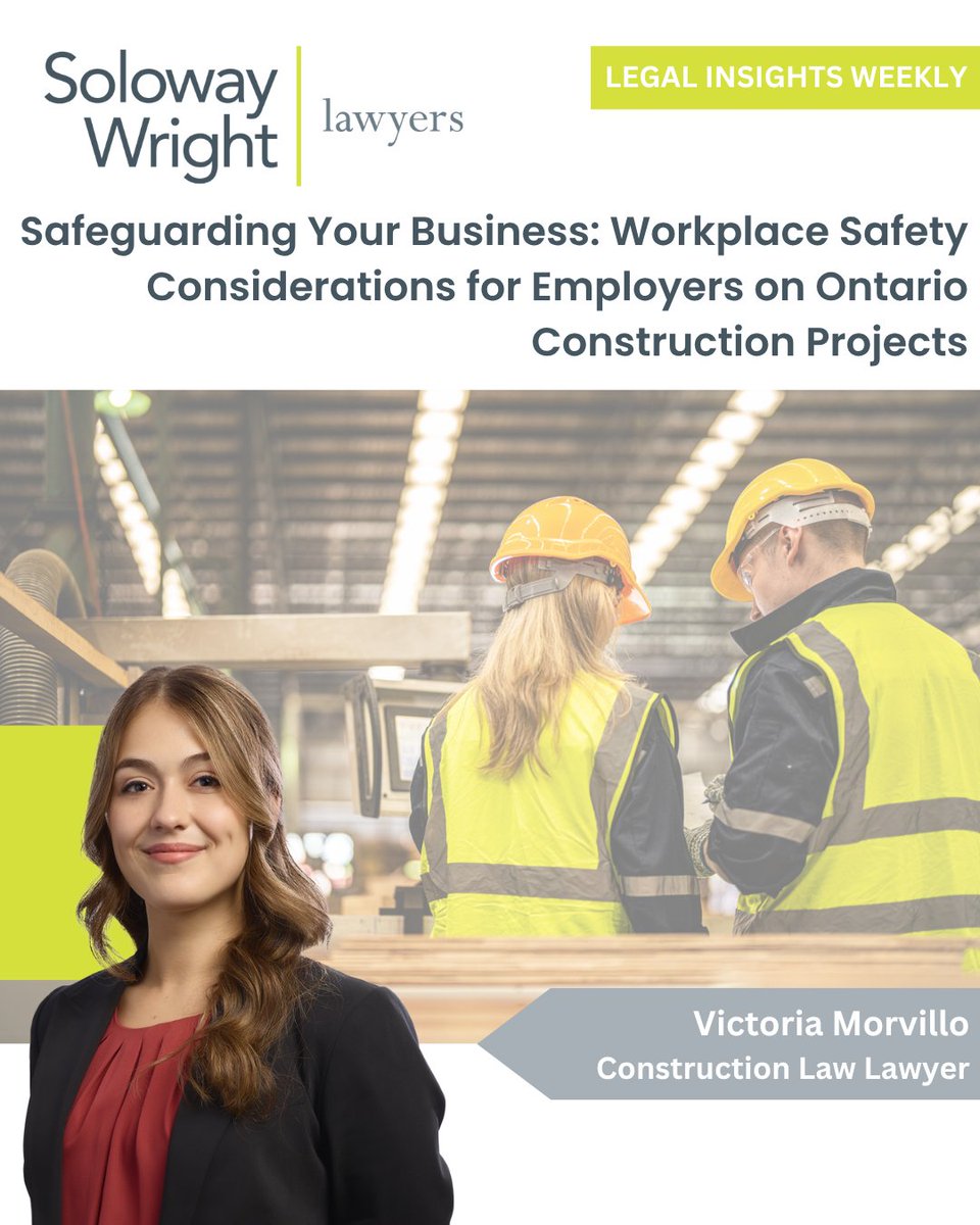solowaywright's tweet image. Workplace safety isn’t optional—it’s the law. Construction lawyer Victoria Partington outlines key OHSA obligations &amp;amp; penalties for Ontario employers. Stay compliant &amp;amp; protect your team.
 Read more: solowaywright.com/news/safeguard…
 #ConstructionLaw #OHSA #WorkplaceSafety