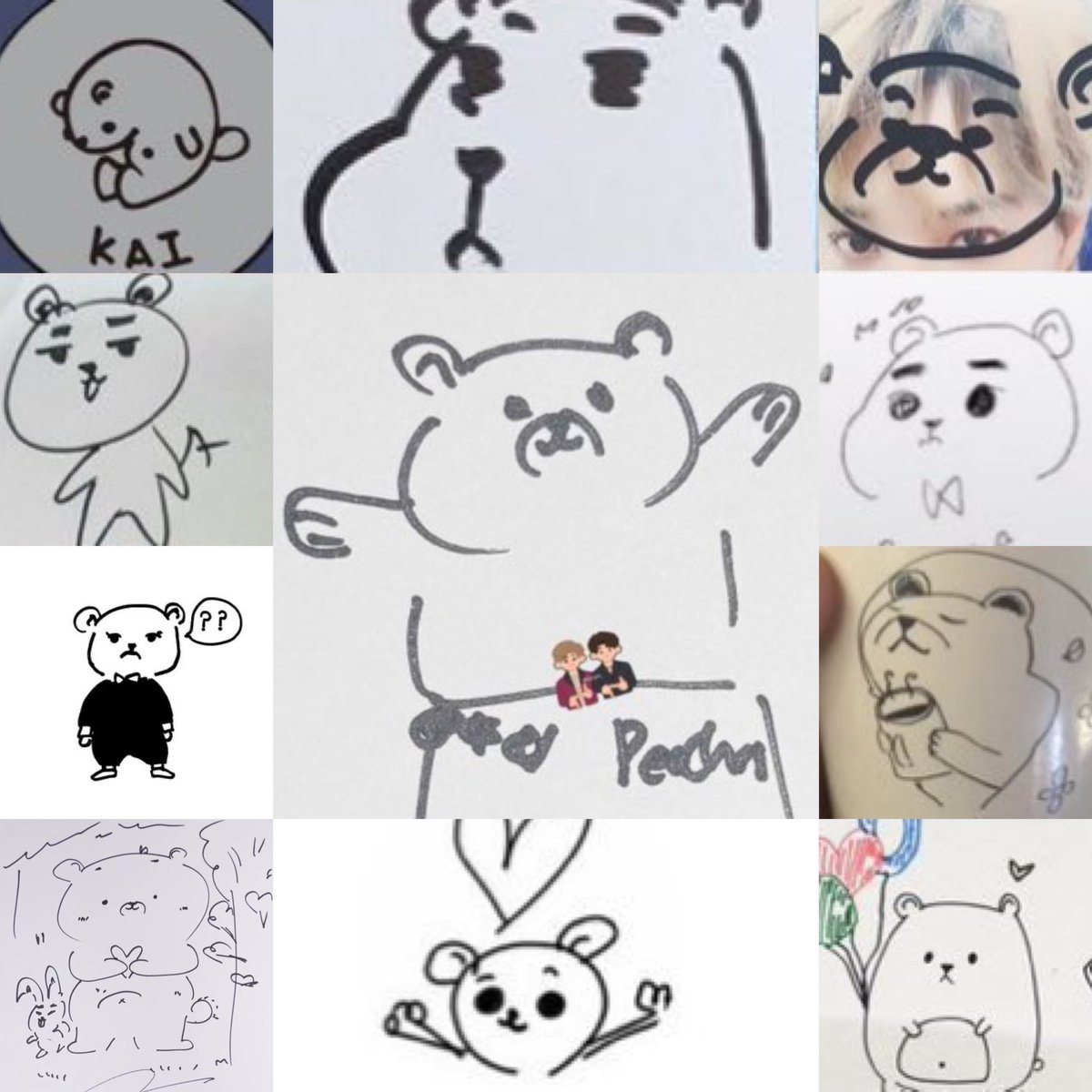 jongin and his adorable bear doodles