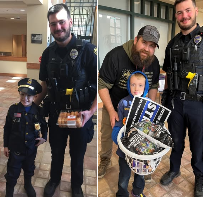 AvonLakePolice's tweet photo. This past weekend we were lucky to get a couple of visitors bringing treats! A Cub Scout from Sheffield Lake showing his support to area Law Enforcement brought us a basket of popcorn &amp; a Jr Officer brought us donuts! Thank you to these young gentlemen for their support!! https://t.co/KtNfluGMBU