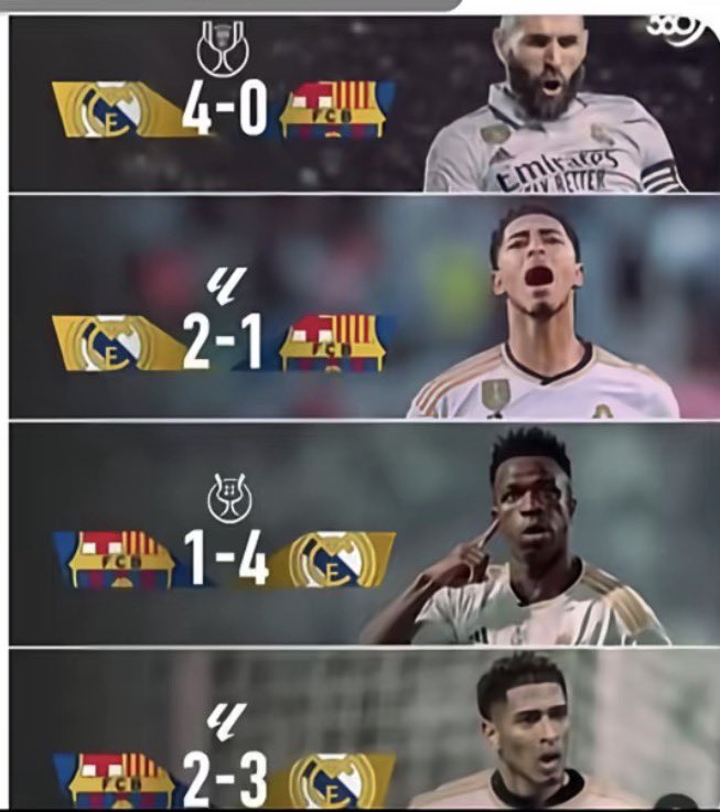 معلومة يجهلها البرشلوني

من موسم 2020الى 2024 ريال مدريد دعس فريقهم ب 10 انتصارات مقابل اربع لهم فقط

وبنفس الفترة الريال مسك سلسلتين فوز عليهم

-وحده خمس انتصارات متتاليه
-والثانية 4 انتصارات متتاليه

بس البرشلوني عشان الموسم الماضي قاعد يشوف نفسه كابوس الريال 😩