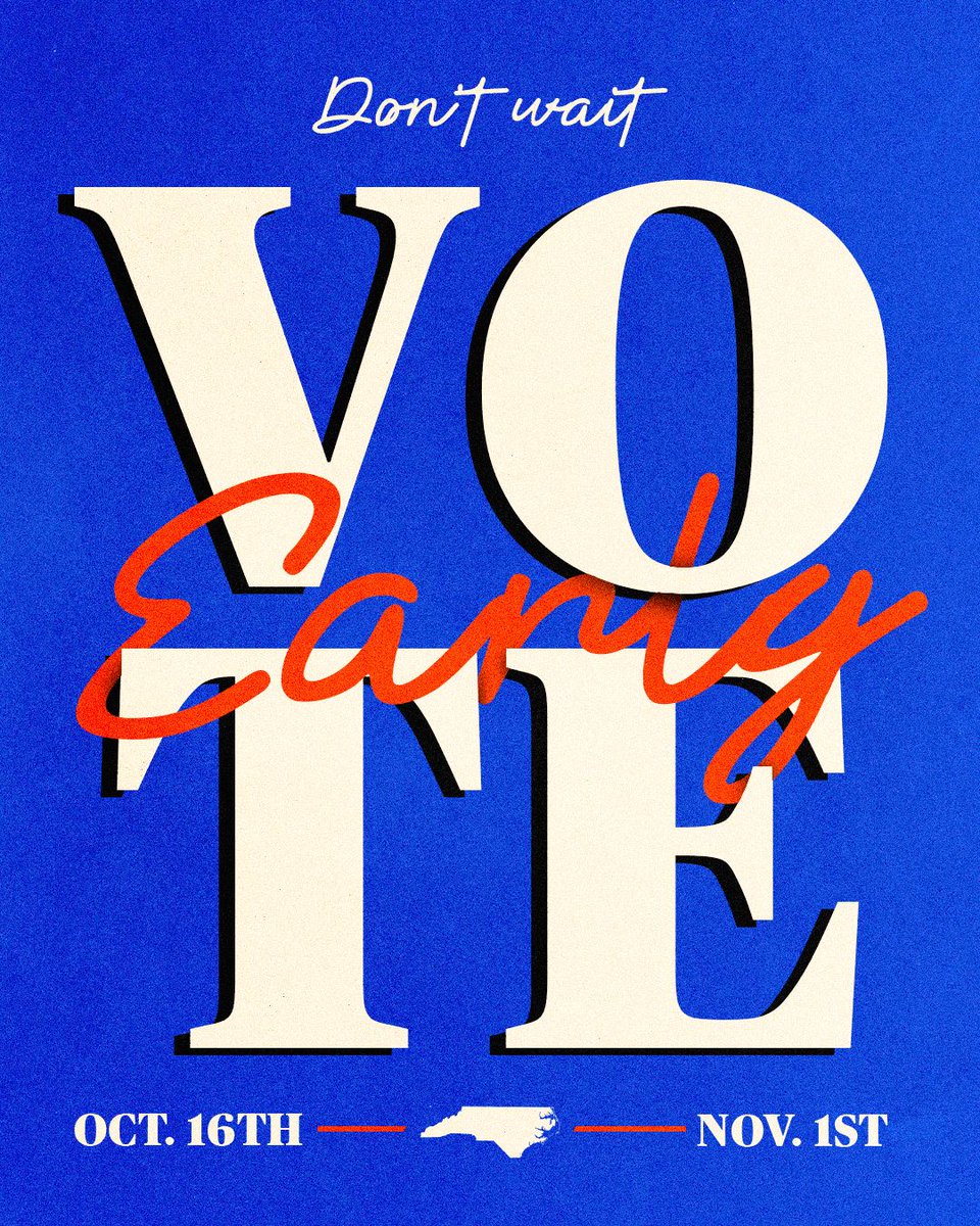 The future of your neighborhood, your schools, and your city is on the ballot. Get out early and make your voice heard! Early voting is open now until November 1st! 

Find your nearest early voting site and view your sample ballot at ncdp.org/vote.