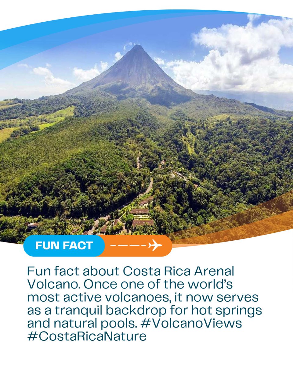 ParadisRewards's tweet image. Fun fact about Costa Rica Arenal Volcano. Once one of the world’s most active volcanoes, it now serves as a tranquil backdrop for hot springs and natural pools. #VolcanoViews #CostaRicaNature #alwaystrvlng Image Credit:@tracis_travels24 on instagram