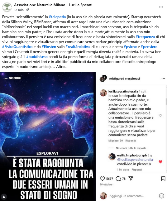 MilanoNaturalia's tweet image. Provata scientificamente la #telepatia in sogno. La uso sin da piccola con mio padre (e anche dopo la sua morte). Il #pensiero è una emissione di frequenze e basta sintonizzarsi sulla #frequenza di chi si vuol raggiungere e visualizzarlo per comunicare senza parlare. #radiestesia