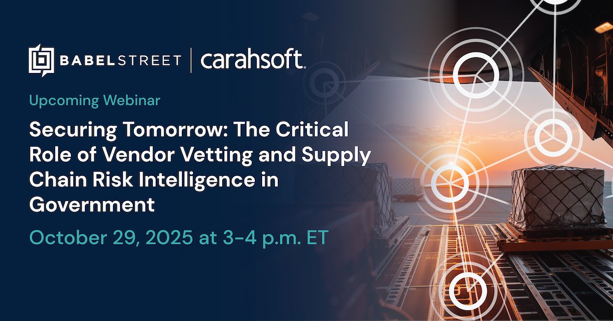 2026 NDAA is coming! Learn how to secure your supply chain and vet vendors effectively at our expert webinar on Oct 29, 3PM EST. Don’t miss out—register now: carahevents.carahsoft.com/Event/Details/…