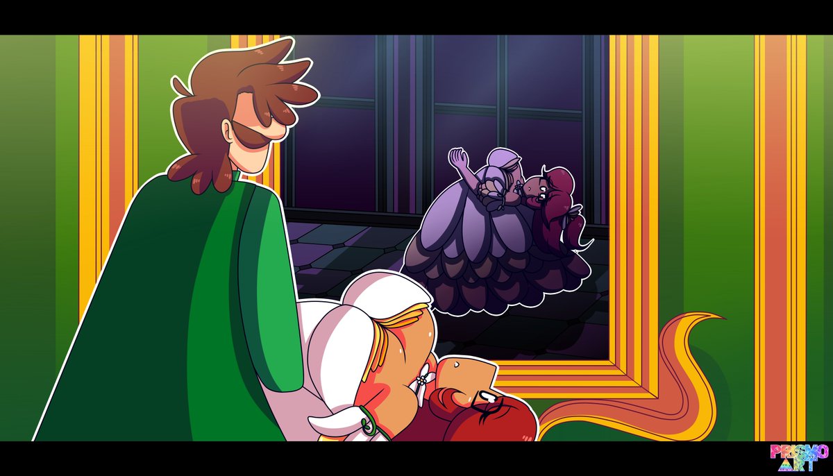 PrismoArt's tweet image. 🪞The Reflection 
△
△
△
△
△
△
#SMB #SuperMarioBros #Mario #Luigi #PrincessPeach #PrincessDaisy #Rosalina #Illustration #Fanart #Anime #Art #Halloween #Luaisy