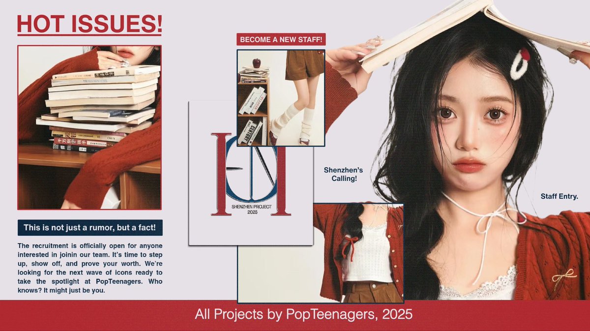 ⓘ 𝗩𝗼𝗹. 𝟬𝟯: Staff Entry! 𝗣𝗼𝗽𝗧𝗲𝗲𝗻𝗮𝗴𝗲𝗿𝘀 once again open its doors to those who dare to stand out and create something bold. We’re searching for fresh minds with taste and vision to shape the next, 86th issue. Step forward and tell us—are you the next?