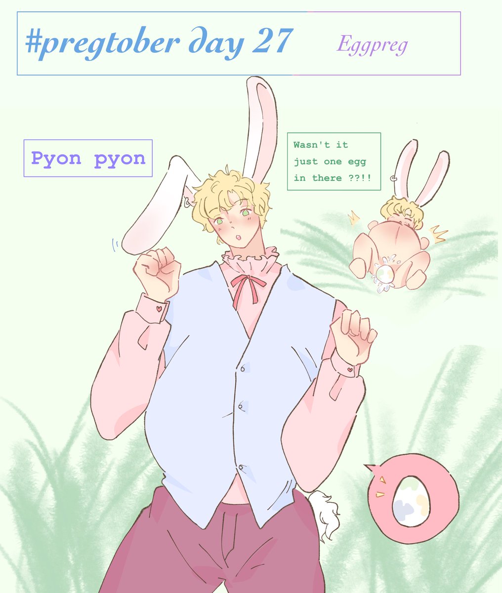 #pregtober2025 #pregtober #mpreg
Day 27 Eggpreg 🐰
pyon pyon in a easter theme