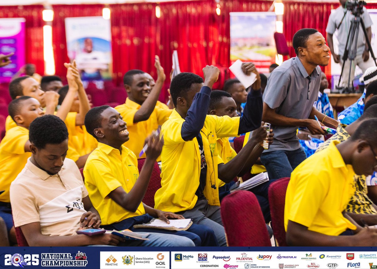 NSMQGhana's tweet photo. CNC AUDITORIUM:

End of Contest

Pope John SHS &amp; Minor Seminary: 58pts 
Ghana SHS, Tamale: 25pts 
Awudome SHS: 23pts

This round was brought to you by @GOIL_Official. 

#NSMQ2025 #NSMQOneEighth #Primetime https://t.co/LzQsn2CRaI