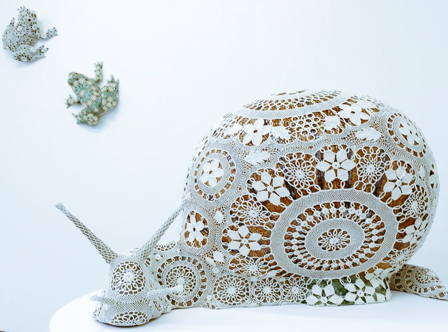 Portuguese artist Joana Vasconcelos, installation with Azores crocheted lace #WomensArt