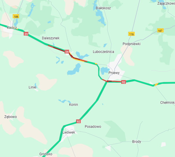 MotoSygnaly's tweet photo. #DK24 Pniewy-Skwierzyna - duże korki w m. Lubosz
#Poznań kompletnie zakorkowany https://t.co/Xfdlcj5YvO