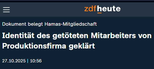 Jakob_Reimann's tweet image. Israel gibt ZDF ein „Dokument“, laut dem der in #Gaza ermordete ZDF-contractor #Hamas sei. ZDF „begrüßt“ das, stellt es ungeprüft als Fakt hin, und: Man habe die Zusammenarbeit mit dem Toten „bis auf Weiteres eingestellt“.
Wie kann man so illoyal, unterwürfig, kriecherisch sein?