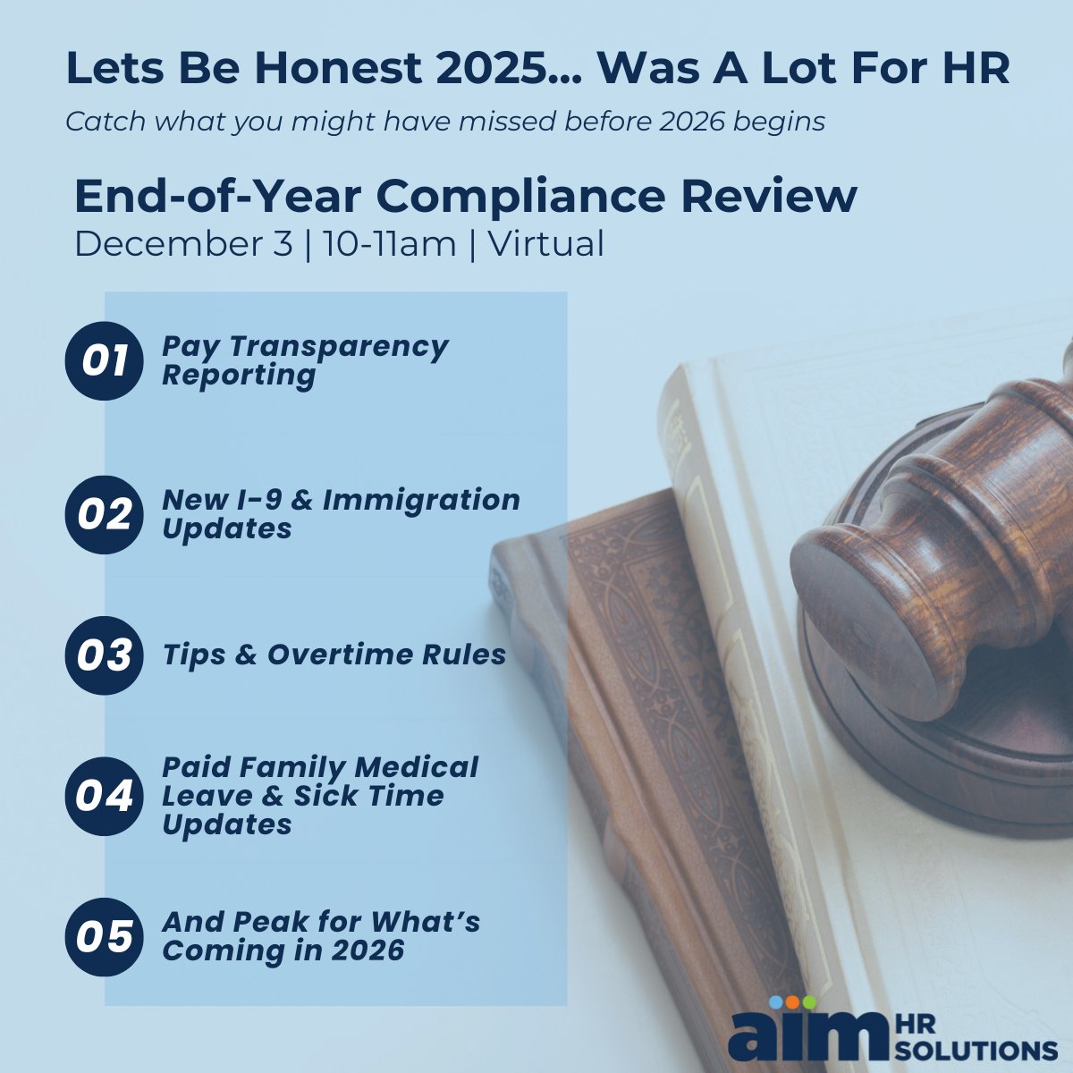 aimhrsolutions's tweet image. Let’s be honest, 2025 has been a lot for HR.

This isn’t about scare tactics - it’s about peace of mind.
✅ Wrap up your compliance year feeling confident, not uncertain.

loom.ly/IxVzapo