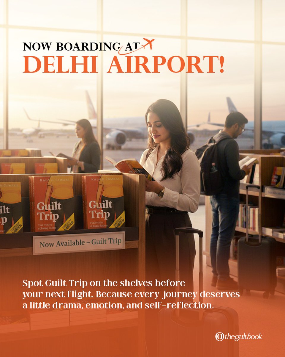 Now boarding a story worth carrying.
📍 Guilt Trip is now available at Delhi Airport—your perfect travel companion for a journey filled with emotion, reflection, and a touch of drama.

#Guilt #guilttrip #guiltfree #NewRelease #newpost #PenguinIndia #ReadersOfInstagram