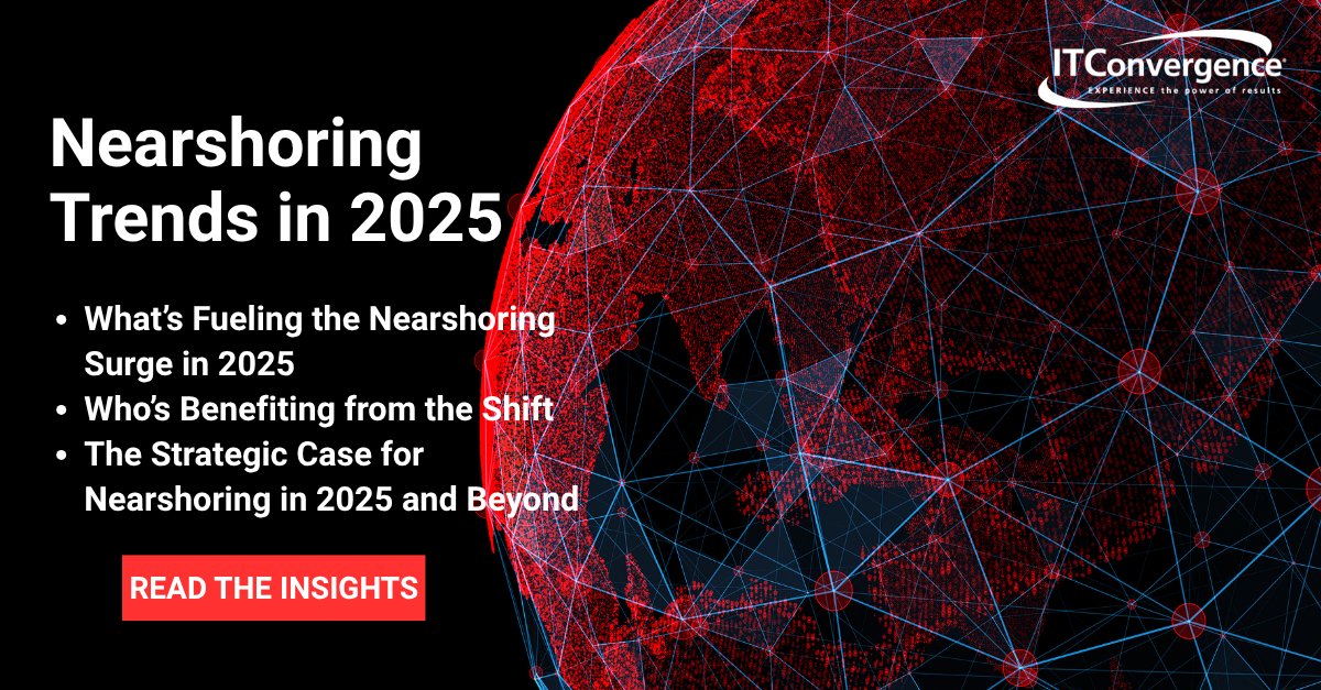 IT_Convergence's tweet image. As we get closer to the end of 2025, #nearshoring continues to be the smarter delivery model. From reduced risk to real-time collaboration, find out what’s fueling the shift and how enterprises are benefiting from #LATAM-based tech talent.

na2.hubs.ly/H01MJZn0
#CloudDelivery
