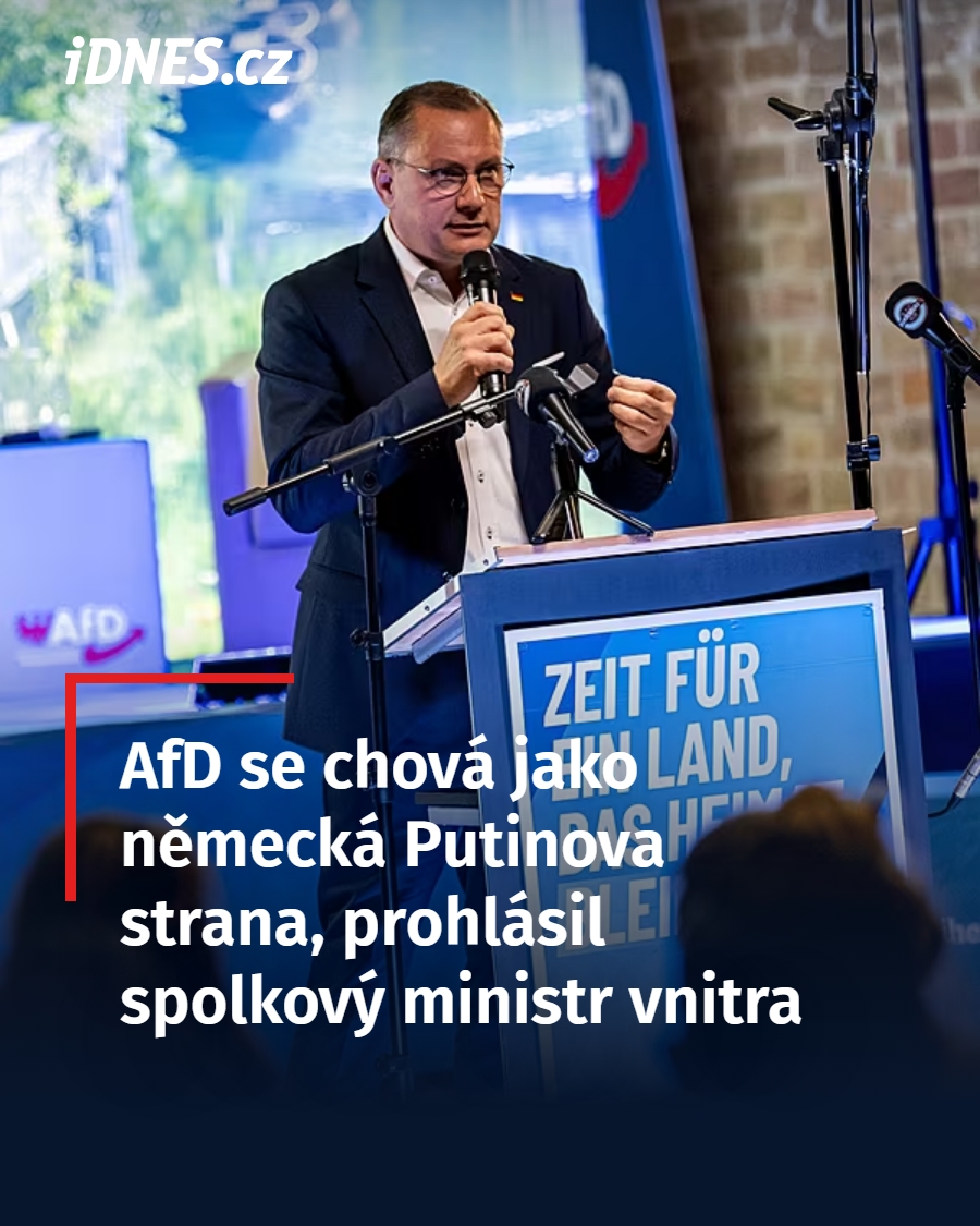 Spolkový ministr vnitra Alexander Dobrindt (CSU) vyjádřil pochopení pro obvinění strany Alternativa pro Německo (AfD) z ruské špionáže. „U strany, která se tak otevřeně zastává Putina, není překvapivé, že se takové podezření objevuje,“ uvedl.

👉 idnes.cz/zpravy/zahrani…