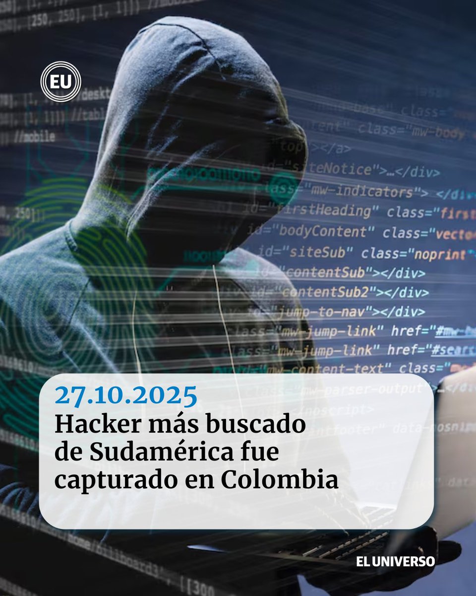 eluniversocom's tweet image. #Hacker más buscado de Sudamérica fue capturado en #Colombia ow.ly/ycec50XiovC