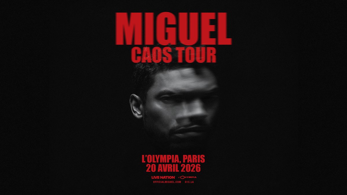 #ANNONCE
Après 8 ans d'absence, <a href="/Miguel/">Miguel</a> fait son grand retour 🎶
Le CAOS TOUR débarque à L’Olympia le 20 avril 2026 pour un show entre R&amp;B, rock et sons latins 🔥
🎟️ bit.ly/4qv1CCg