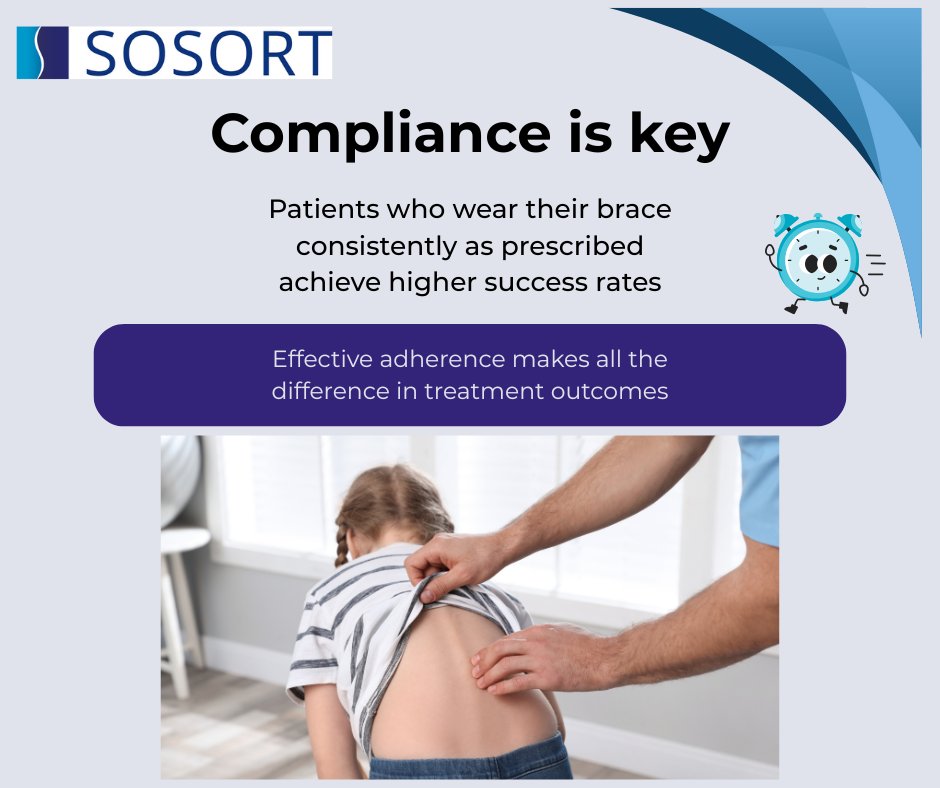 SOSORTintl's tweet image. Compliance with prescribed wear time is one of the most important factors in bracing treatment.

#sosort #sosort2026 #scoliosisbrace #conservativescoliosiscare #psse #scoliosiseducation #scoliosisawareness  #raiseawareness #bentnotbroken #scoliosissupport #improvingcare