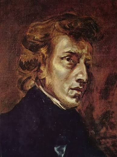 Bom dia , com o retrato de Chopin , por Delacroix