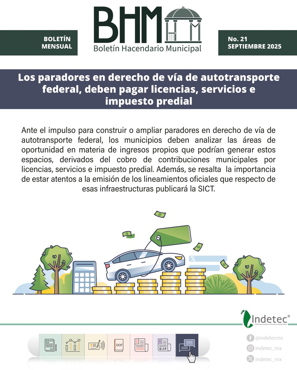 Descubre más sobre el Aviso relativo a los paradores en derecho de vía de autotransporte federal y las obligaciones hacendarias de sus posesionarios.
…tinhacendariomunicipal.indetec.gob.mx/preview/26286
#indetecBHM #boletínhm #paradores #derechodevía #autotransportefederal