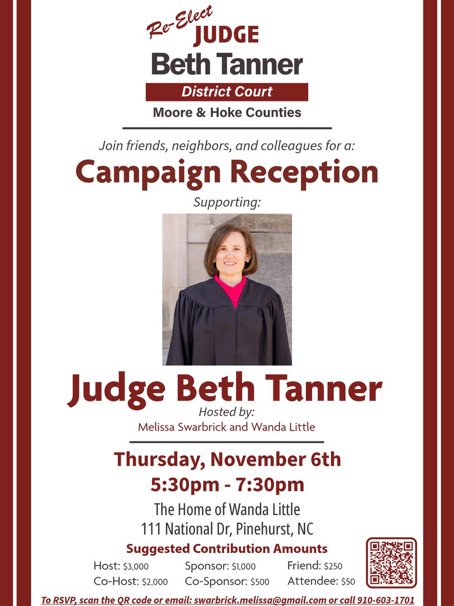 beth_for_judge's tweet image. Excited to see everyone November 6 in Pinehurst!!