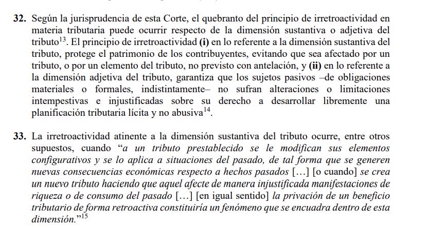 ⚖️ S. 35-16-IN/23 <a href="/CorteConstEcu/">Corte Constitucional</a> 

El principio de irretroactividad tributaria, protege al contribuyente frente a la creación de nuevos tributos o la modificación de sus elementos esenciales con efectos hacia el pasado y frente a la eliminación retroactiva de beneficios fiscales.