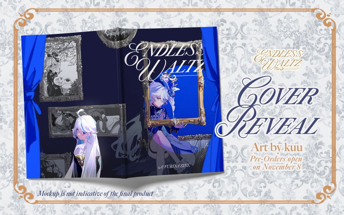 💧 COVER REVEAL 💧

We are excited to present our breathtaking cover illustrated by the talented <a href="/kurattes/">kuu</a>! Ready to walk through this gallery of memories with both #Furina &amp; #Focalors? 🎭 

📆 Pre-orders will open on November 8

🫧  #芙宁娜 #フリーナ #푸리나 #GenshinImpact