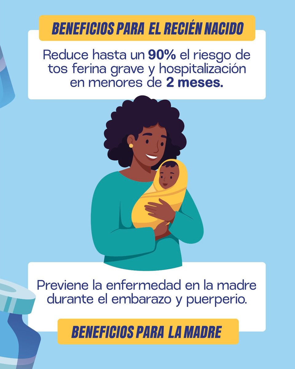 🤰 Una vacuna, doble protección.
Durante el embarazo, la vacuna TDAP cuida tu salud y brinda a tu bebé la protección que necesita frente a enfermedades graves como el tétano, la difteria y la tos ferina. ¡Vacunarte es prevenir! #HGEOM