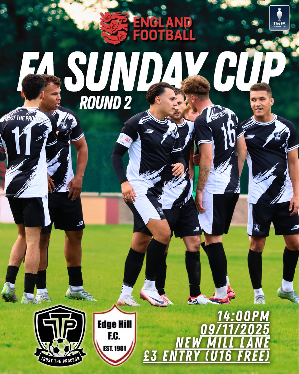 𝗡𝗔𝗧𝗜𝗢𝗡𝗔𝗟𝗦 𝗥𝗘𝗧𝗨𝗥𝗡!😍

⏰ 14:00PM
🗓️ 09/11/2025
🏟️ New Mill Lane, B78 3RX
🎟️ £3 ENTRY (U16 FREE) *CASH* 

⚫️⚪️ | #TTP | #TrustTheProcess