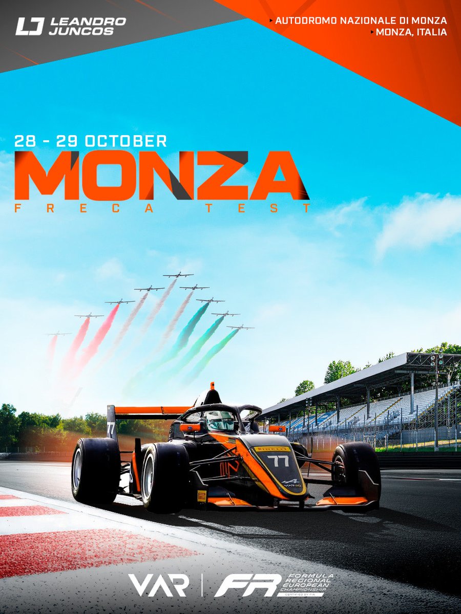 Tengo una linda noticia para compartirles! 

Este 28 y 29 de Octubre voy a estar probando por primera vez un auto de #FRECA junto al <a href="/VARmotorsport/">Van Amersfoort Racing</a> nada más ni nada menos que en Monza 🇮🇹

Quiero agradecerle al equipo por la oportunidad y a todos ustedes que apoyan siempre 🇦🇷❤️