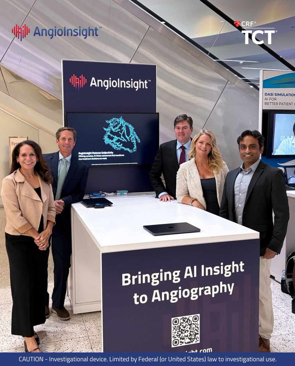 Great energy at #TCT!  Sessions are packed, and our kiosk conversations have been amazing. Visit AngioInsight at Kiosk SU01, by the Innovation Theatre at Moscone. Let's chat about practical innovations for the cath lab! 💡 #InterventionalCardiology #TCT2025 #cardiotwitter