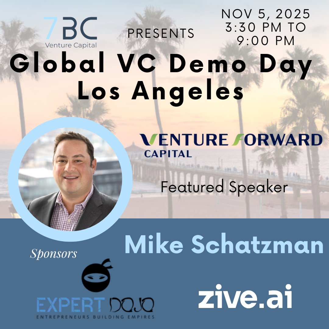 Join <a href="/MikeSchatzman/">Mike Schatzman</a>, Managing Partner at <a href="/Venture4WardCap/">Venture Forward Capital</a> and  65+ VCs, family offices, HNWIs, and other allocators at Global VC Demo Day in Santa Monica / Los Angeles, November 5th. Claim your spot: luma.com/imqp1b1d.

Next stop Miami Dec 4 luma.com/ulz95tfo.