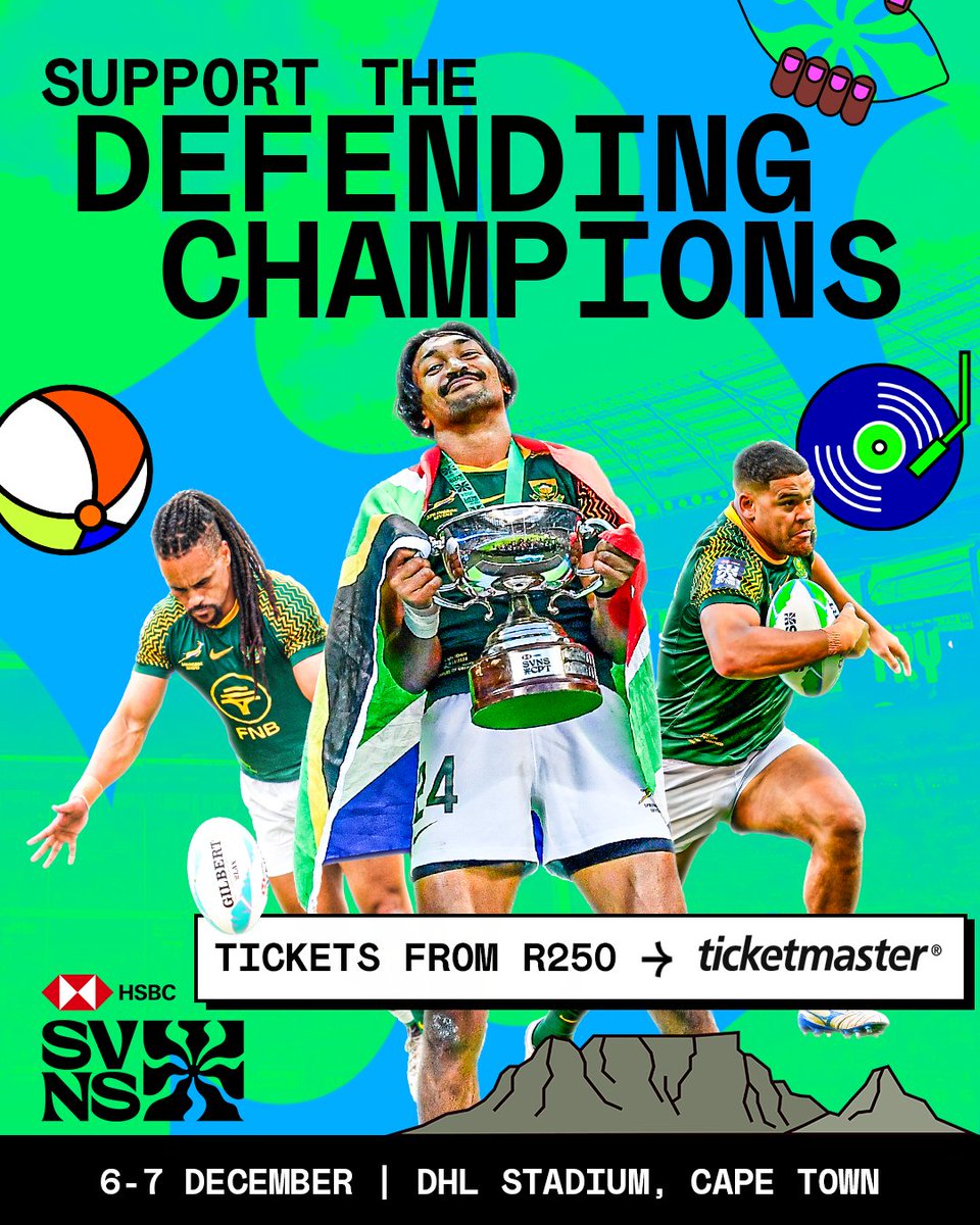 It’s going down in Dezemba!

The Blitzboks are #ComingInHot to defend their title 🏆

🎟Tickets are now LIVE on TicketMaster, grab them while you can because #HSBCSVNSCPT is #ComingInHot : bit.ly/4odhb03