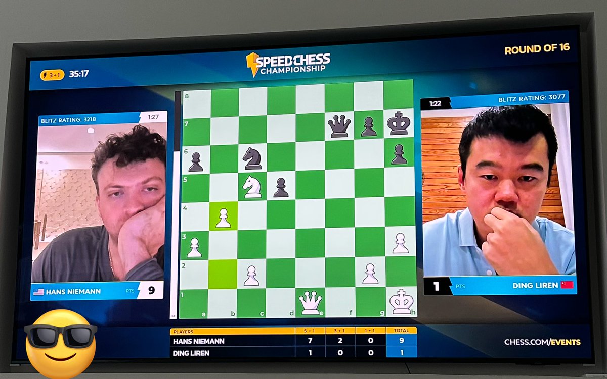 Vaya nivel está mostrando <a href="/HansMokeNiemann/">Hans Niemann</a> ante un Ding Lireng totalmente superado. Los peores ritmos están por llegar…