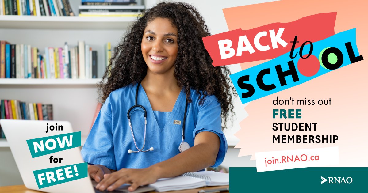 📢SPREAD THE WORD!🗣️

For a limited time undergraduate nursing students &amp; IENs can join RNAO for FREE!
🆕Undergraduate students — now get your membership automatically renewed every year until your graduation!

Visit: Join.RNAO.ca

#BacktoSchool <a href="/NursingStudentO/">Nursing Students of Ontario (NSO)</a>
