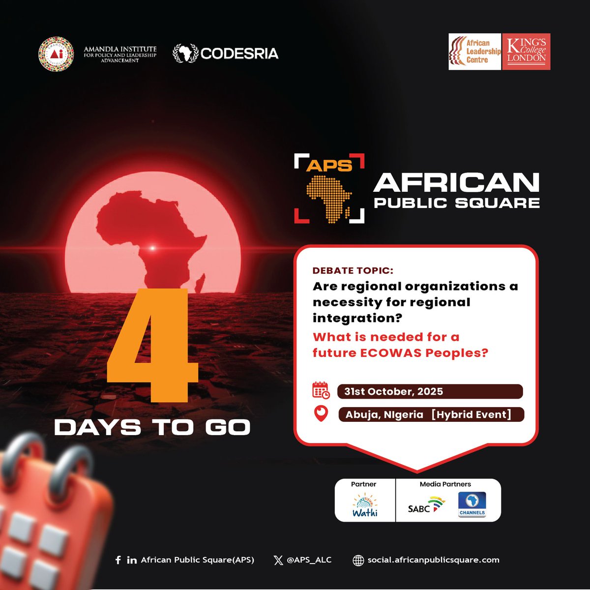 APS_ALC's tweet photo. The excitement for this momentous event is building as we approach the African Public Square continental debate. Join us!
#AfricanPublicSquare #ECOWASat50 #PeoplesECOWAS https://t.co/pLSwyBfwkW
