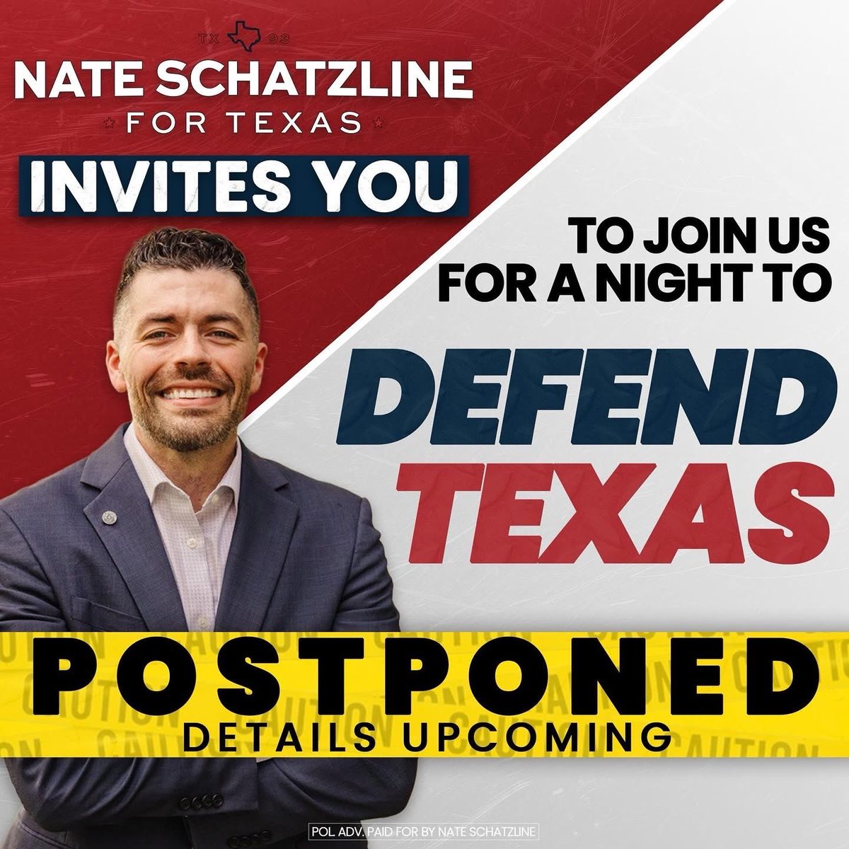 BudKennedy's tweet photo. Rep @NateSchatzline is leaving #txlege #hd93 to join the National @FaithAdvisory Board, acc’ding to email to supporters. He remains at Mercy Culture and For Liberty and Justice. This came up suddenly and he canceled recent fundraiser (pic) https://t.co/XgHb4gwFRm