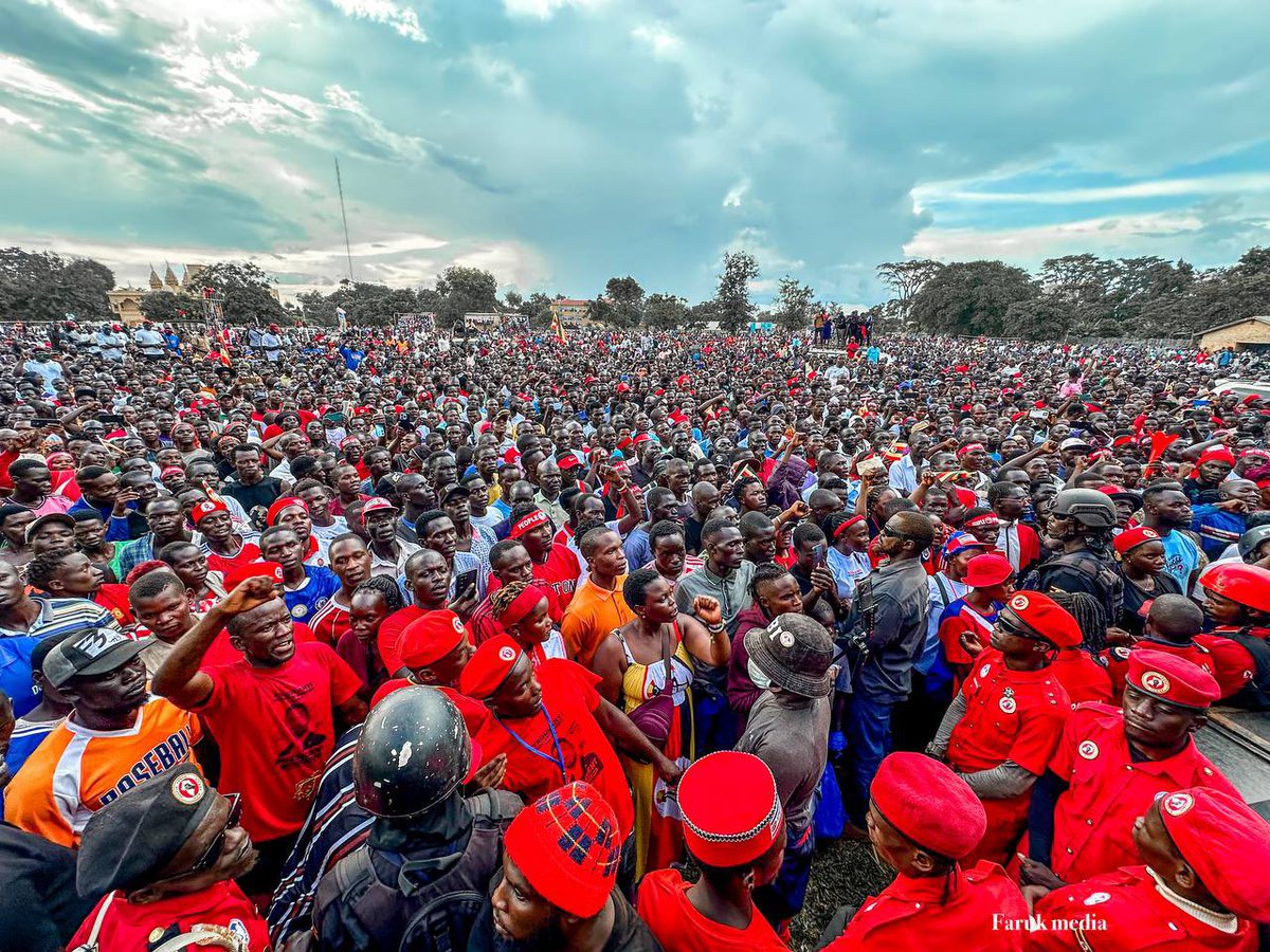 At Akii Bua stadium in Lira city for our final campaign rally. Lango has spoken. Apwoyo Lira!
#ProtestVoteUg2026 
#PeoplePowerOurPower